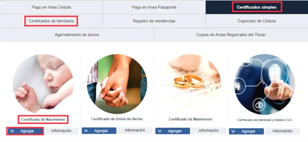 Obtener el certificado de nacimiento en línea